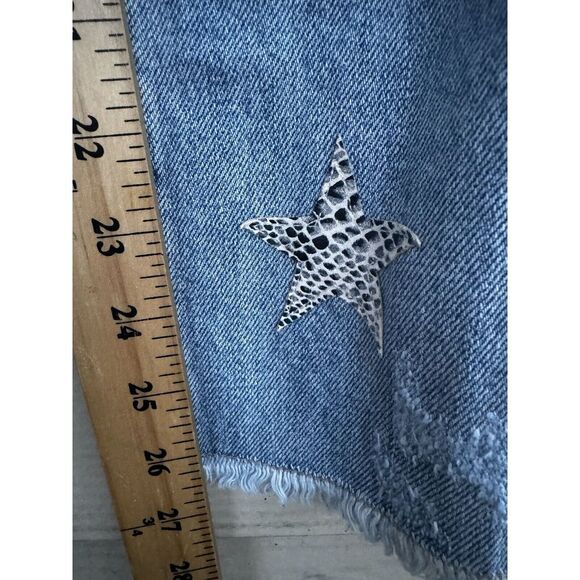 Blank NYC Jeans Women Size 26 Blue The Ludlow Girlfriend Crop Star Patches - Picture 5 of 10